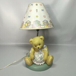 VTG 1995 Priscilla Hillman Enesco Cherished Teddies Bear Holding Heart Lamp Rare